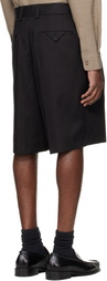 Hugo Black Cotton Blend Twill Dress Shorts