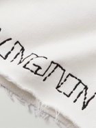 RRR123 - Gymbag Frayed Logo-Print Embroidered Cotton-Jersey Shorts - White
