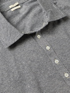 MASSIMO ALBA - Filicudi Striped Slub Cotton and Linen-Blend Jersey Polo Shirt - Blue