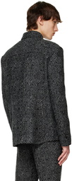 Bottega Veneta Gray & Black Mouliné Shirt