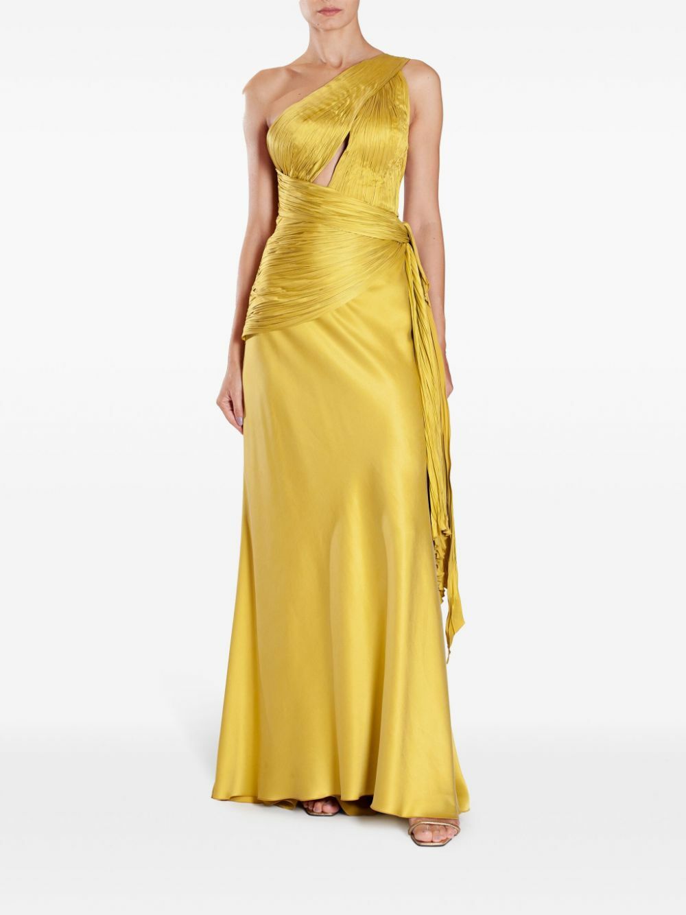 Maria Lucia Hohan Yellow Bliss One-Shoulder Silk Gown Maria