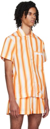 Tekla Orange Stripe Pyjama Shirt
