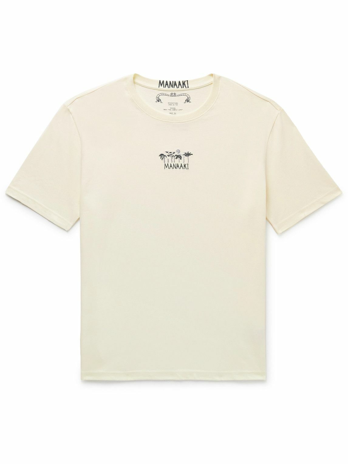 MANAAKI - Logo-Embroidered Cotton-Jersey T-Shirt - Neutrals MANAAKI