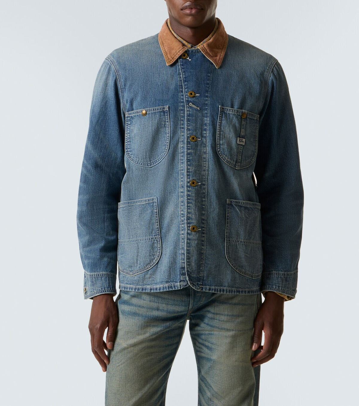 RRL Stockton corduroy-trimmed denim jacket