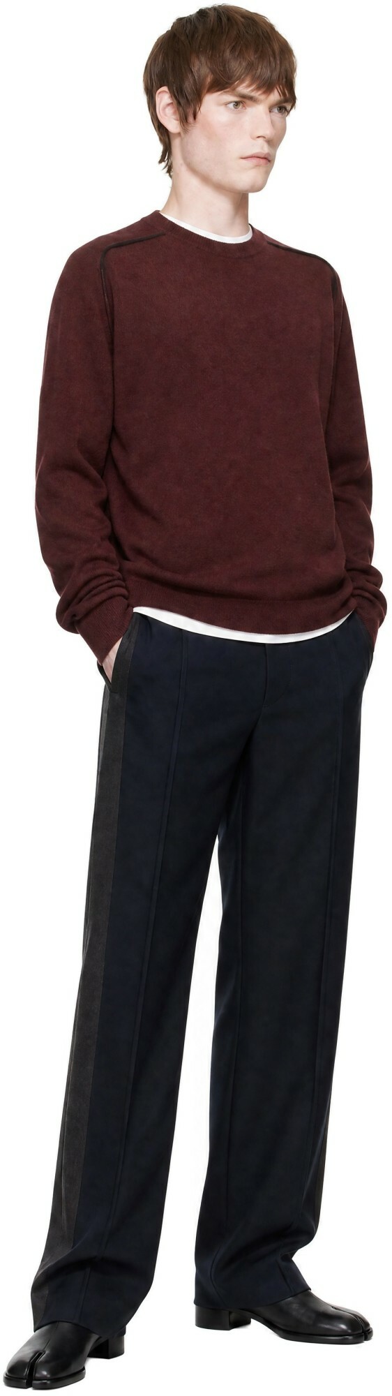 Maison Margiela Navy & Gray Two-Tone Wool Trousers