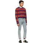 Gucci Red and Navy Striped Bee Sweater