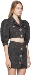 Moschino Black Crystal-Cut Denim Jacket