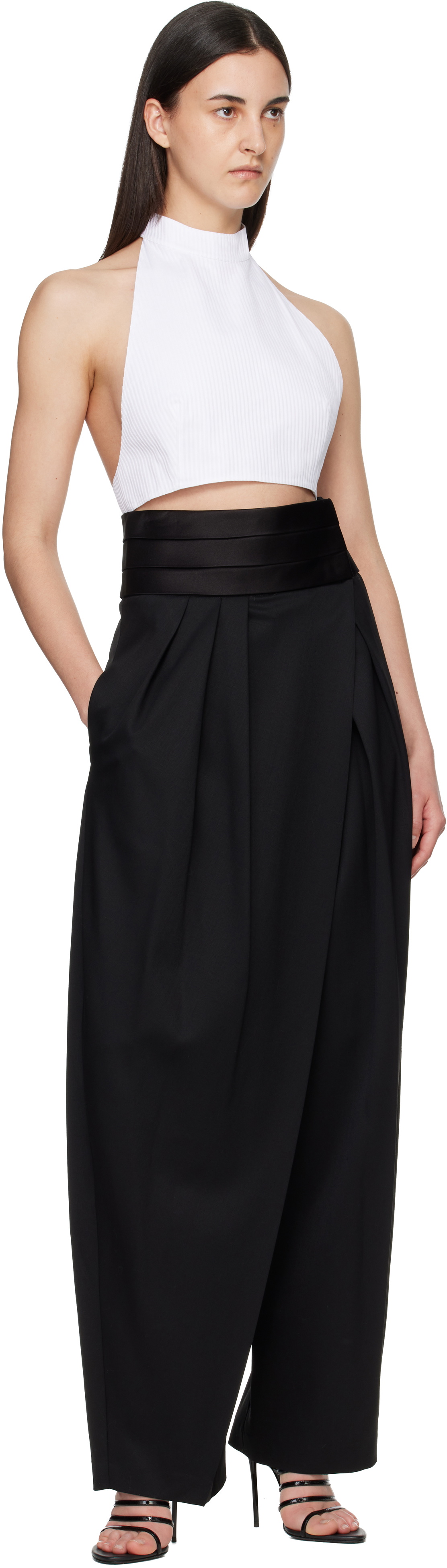 ALAÏA Black Tux Round Wool Trousers