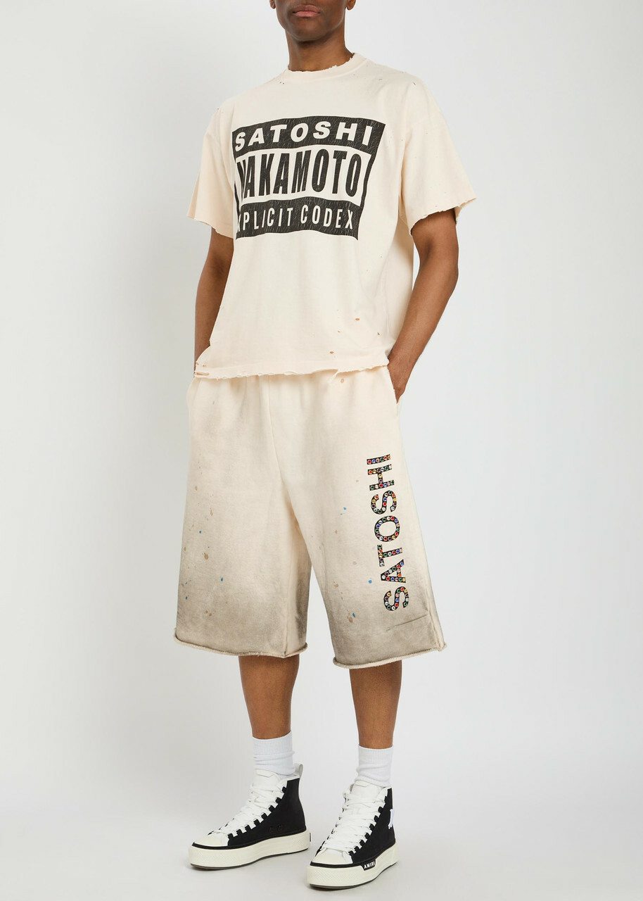 Satoshi Nakamoto Explicit Code Distressed Cotton T-shirt White