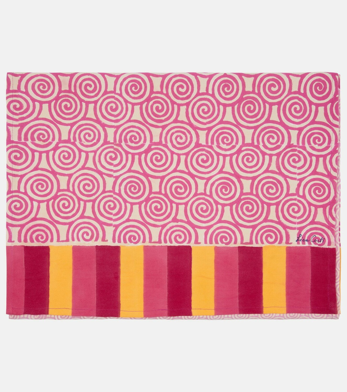 Lisa Corti Camelia Magenta cotton table runner