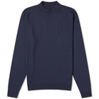 John Smedley Men's Harcourt Mock Neck Knit in Midnight