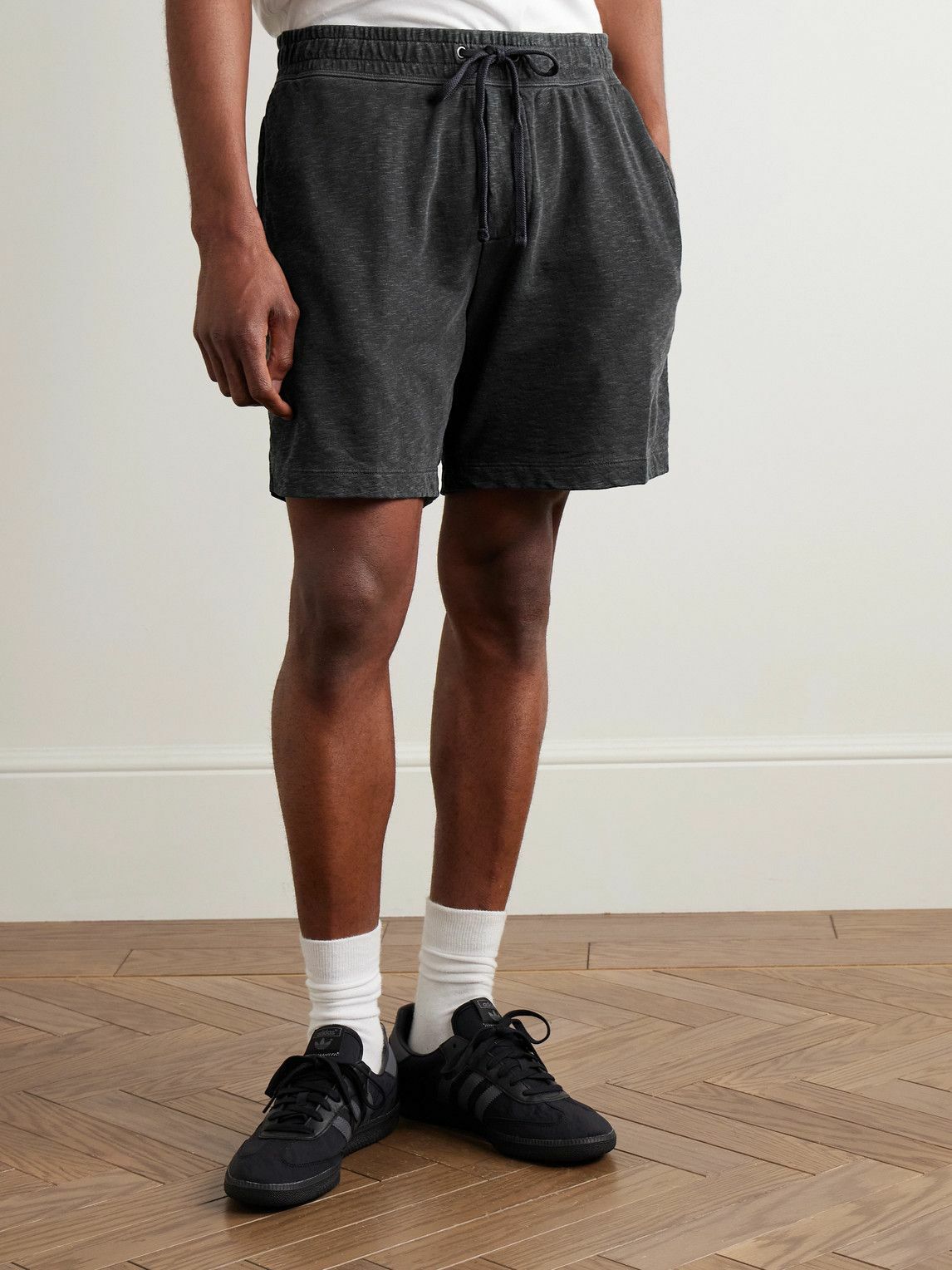James Perse - Loopback Cotton-Jersey Drawstring Shorts - Gray