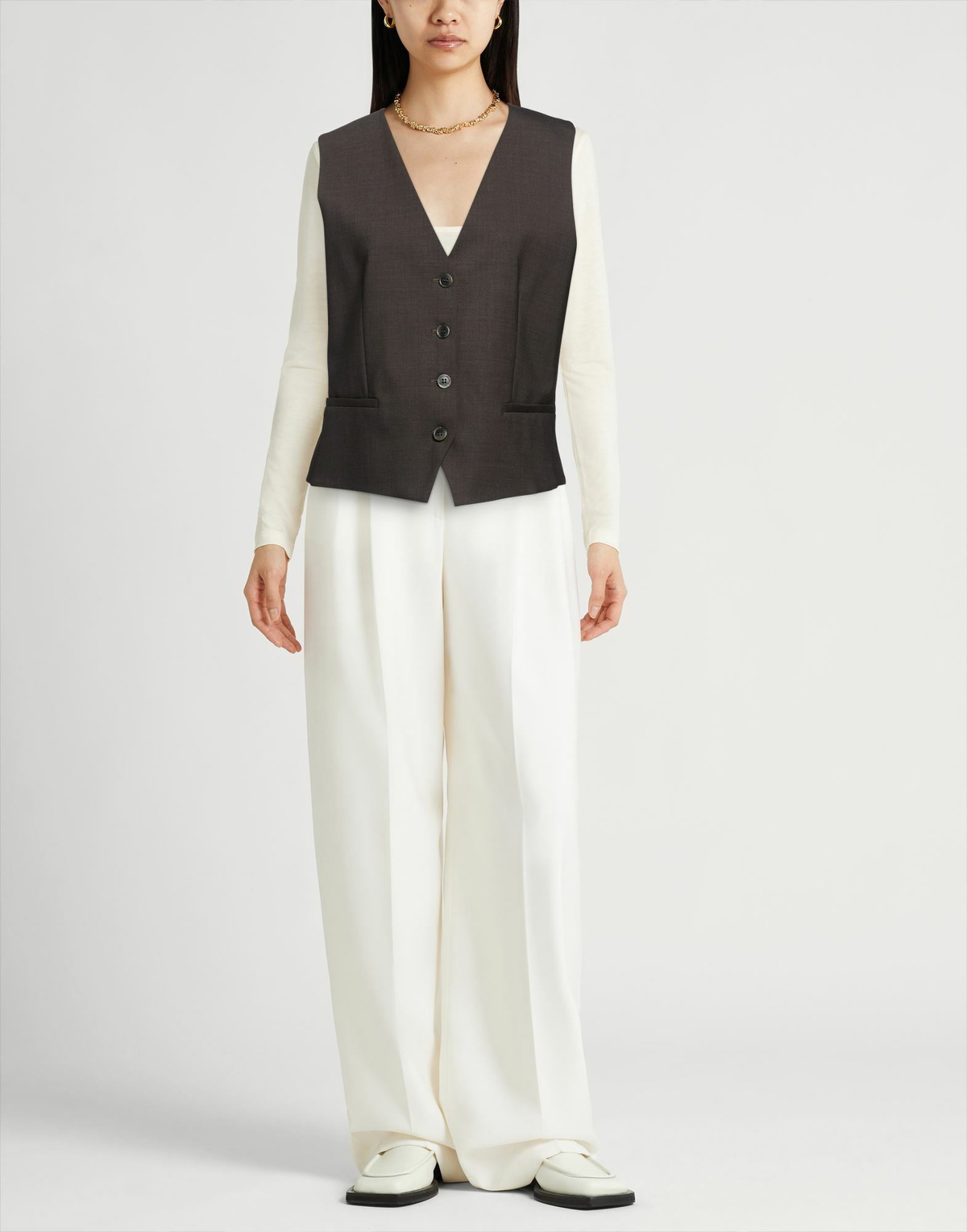 P. a.r. o.s. h. Womens Tailored Vest Dark in Brown