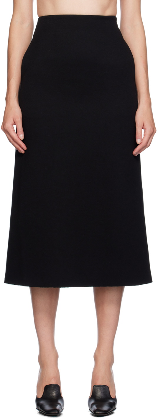 GIA STUDIOS Black Raw Edge Midi Skirt
