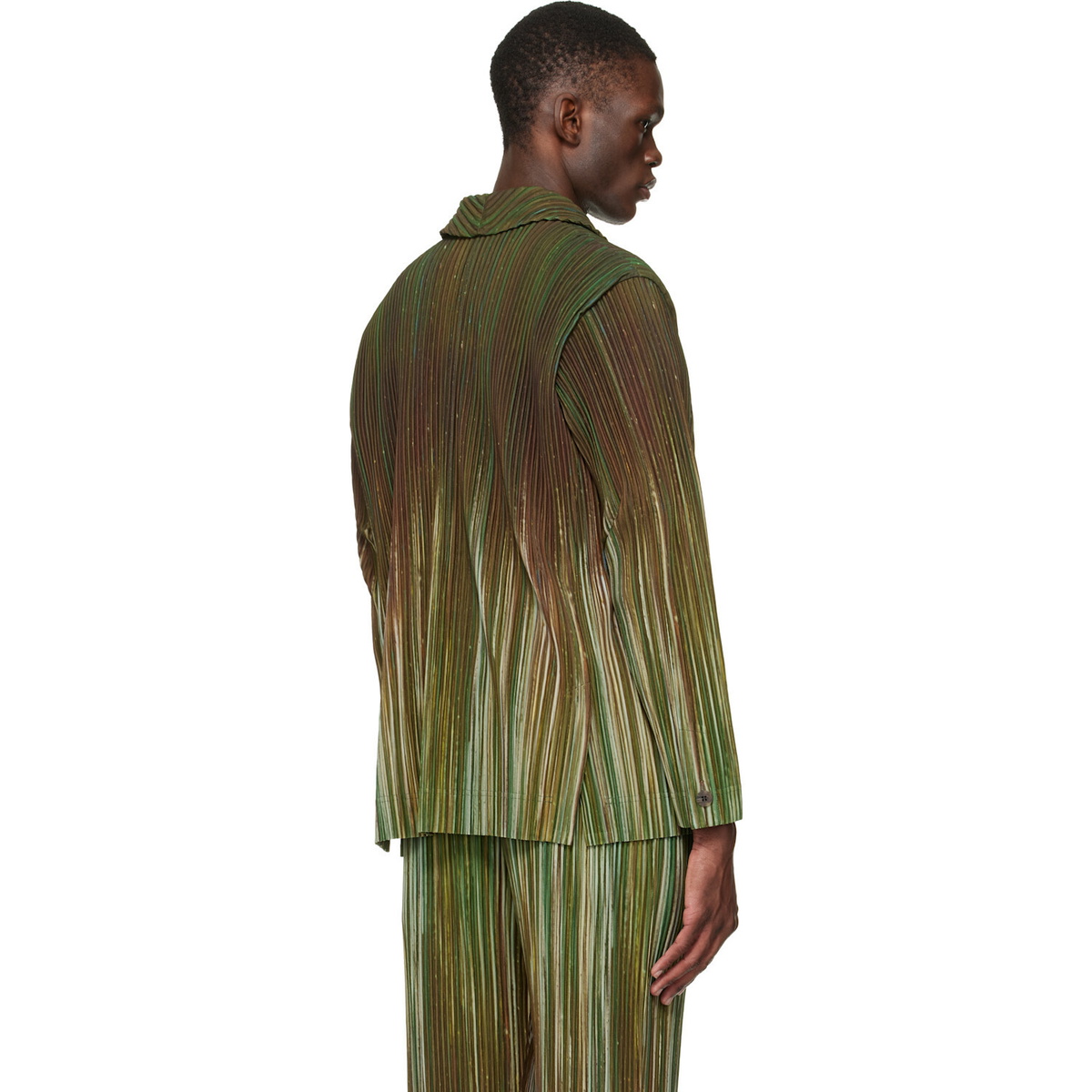 HOMME PLISSÉ ISSEY MIYAKE Green Paint Brush Close-Up Blazer