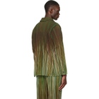 HOMME PLISSÉ ISSEY MIYAKE Green Paint Brush Close-Up Blazer