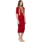 SJYP Red Knit Ribbed Collar Dress