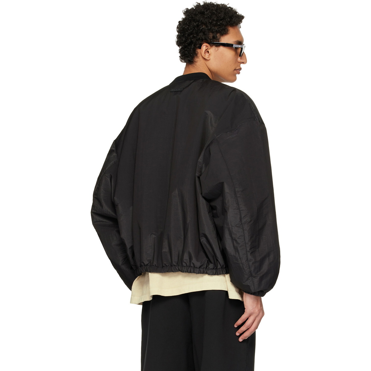 Fear of God Black Nylon Taffeta Padded Bomber Jacket