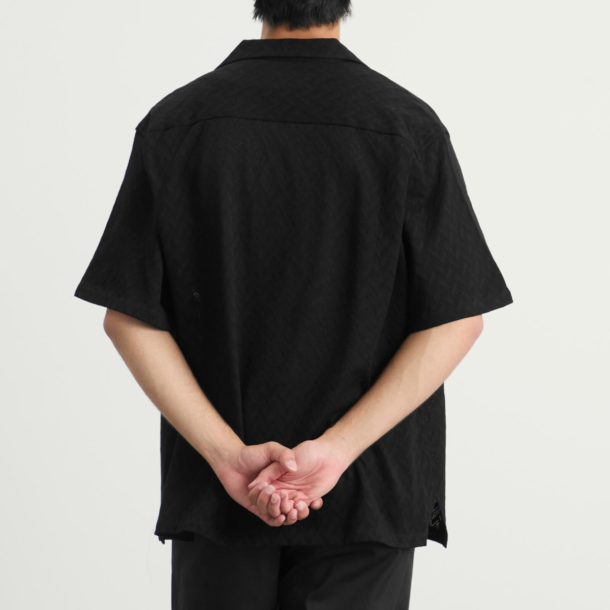WTAPS Men's Herringbone Textile Vacation Shirt in Black WTAPS