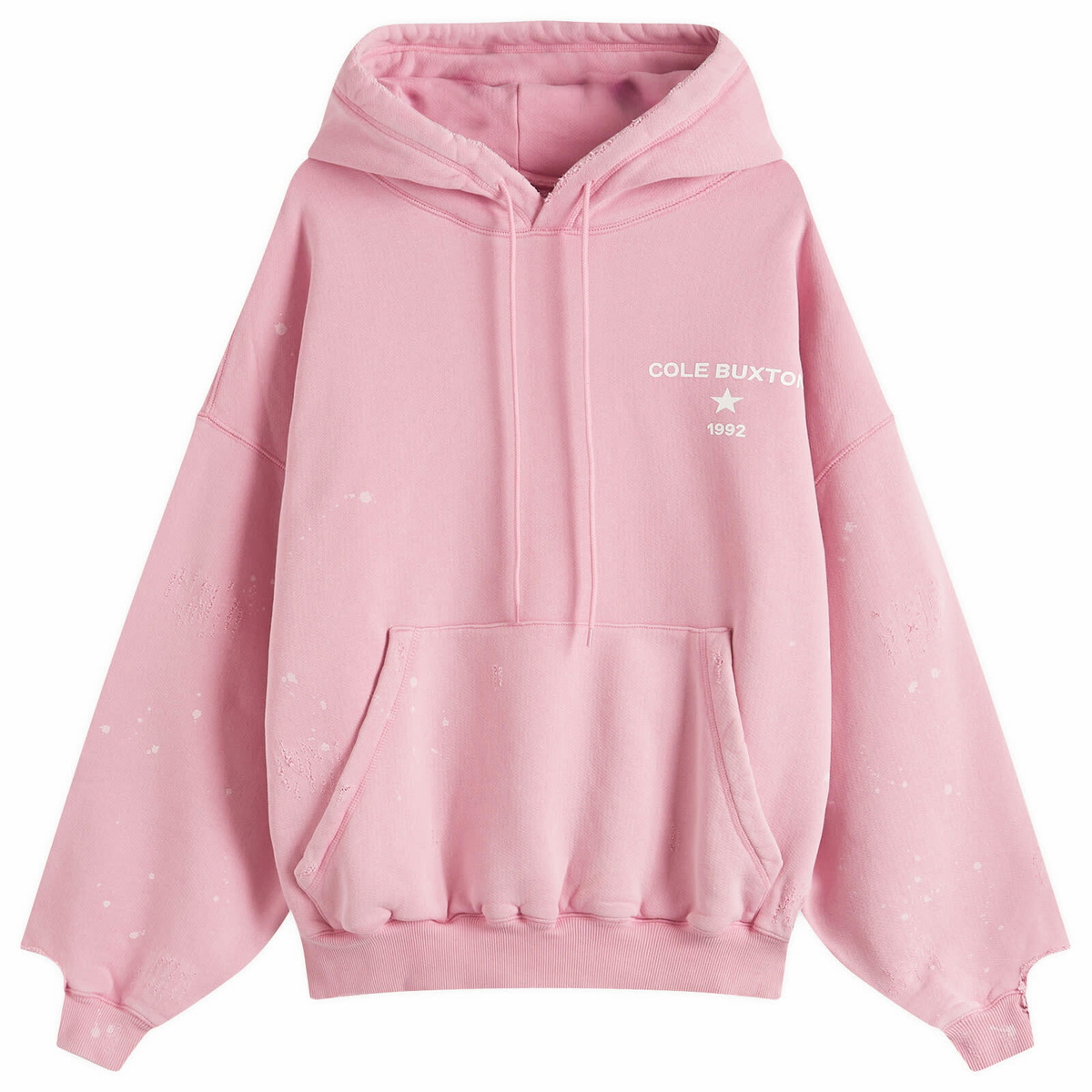Cole Buxton Men's 1992 Distressed Hoodie in Washed Pink