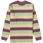 Beams Plus Men's Long Sleeve Stripe Pocket T-Shirt in Purple