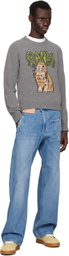 GANNI Gray Graphic Bunny Sweater