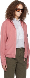 Stone Island Pink 6100032 Malfilé Fleece Old Effect Hoodie