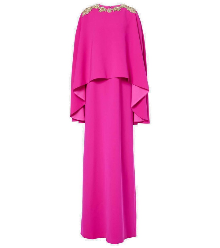 Photo: Costarellos Elin embellished caped crêpe gown