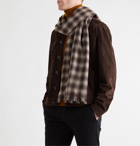 Mr P. - Fringed Checked Wool and Cashmere-Blend Scarf - Neutrals