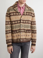 RRL - Linen, Silk and Wool-Blend Jacquard Cardigan - Brown