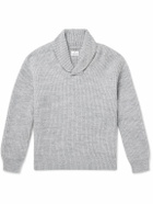 Kingsman - Shawl-Collar Ribbed Wool Sweater - Gray