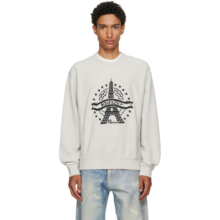 Photo: Kenzo Gray Kenzo Paris 'KENZO Eiffel Tower Design' Cotton Sweatshirt