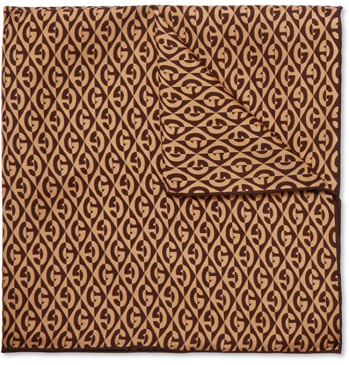 Photo: Gucci - Printed Silk-Twill Pocket Square - Brown