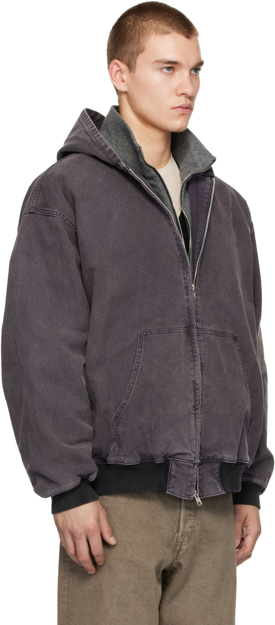 ssstein Gray Vintage Hooded Jacket