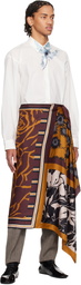 Dries Van Noten Orange & Burgundy Long Wrap Scarf Skirt