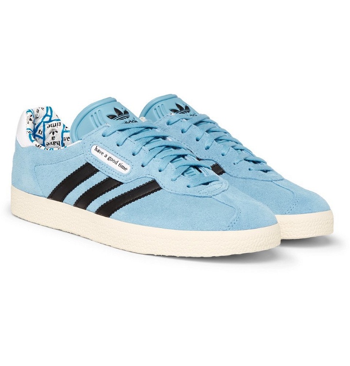Photo: adidas Consortium - Have a Good Time Gazelle Suede and Leather Sneakers - Men - Light blue