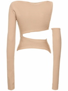 ANDREADAMO - Ribbed Knit Cutout Long Sleeve Top