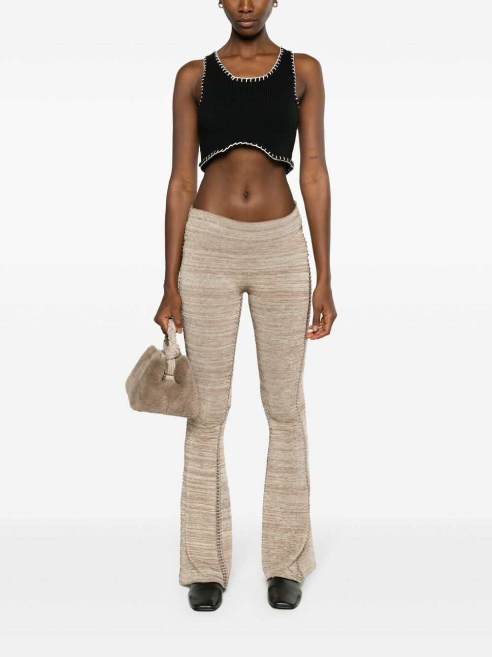 AISLING CAMPS Black Whipstitch Cropped Knit Vest