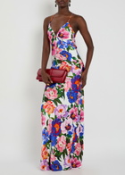 Borgo DE Nor Olive Floral-print Satin Maxi Dress Multicoloured