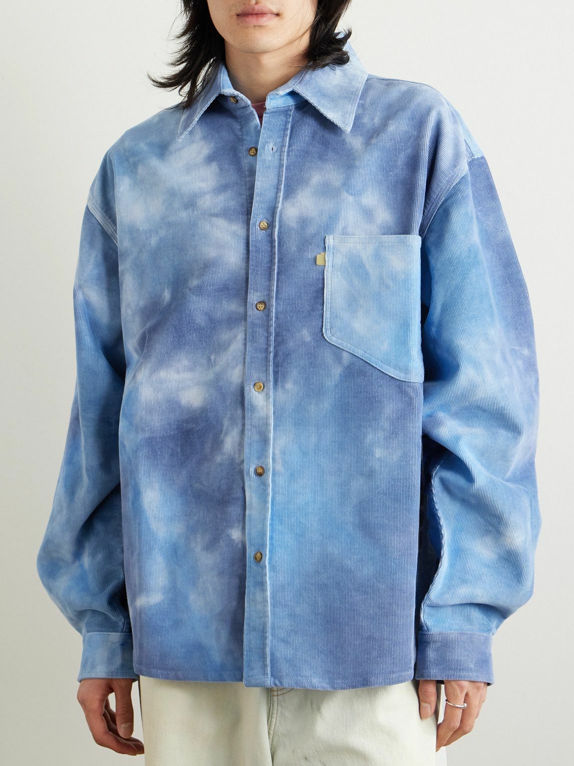 ERL - Tie-Dyed Cotton-Corduroy Shirt - Blue