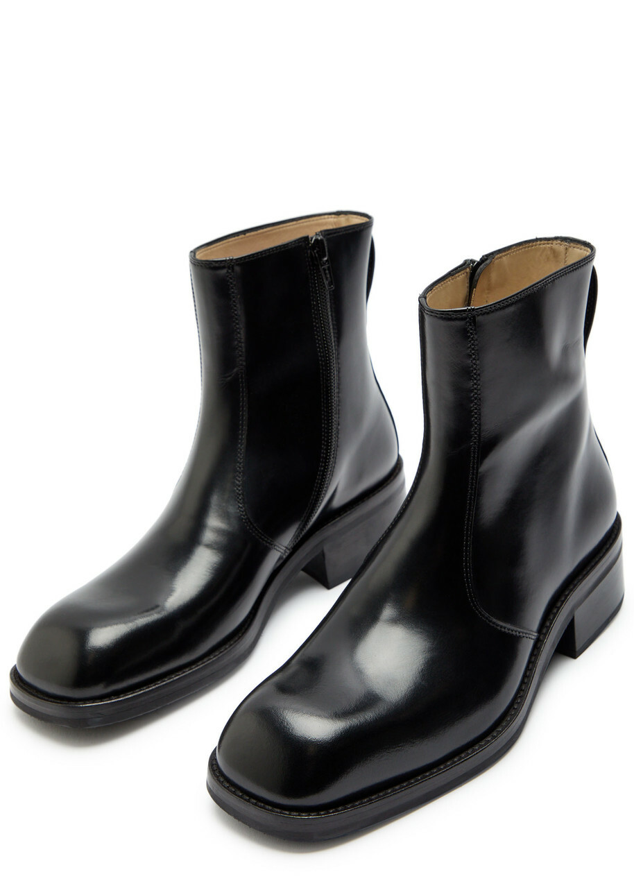 Lemaire Patent Leather Chelsea Boots Black