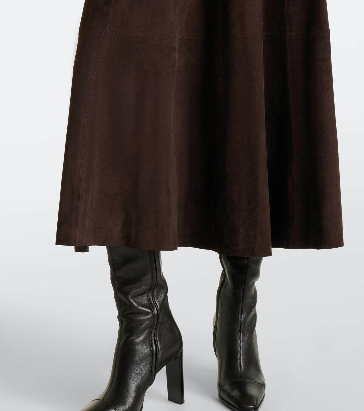 Nour Hammour Garnier suede midi skirt