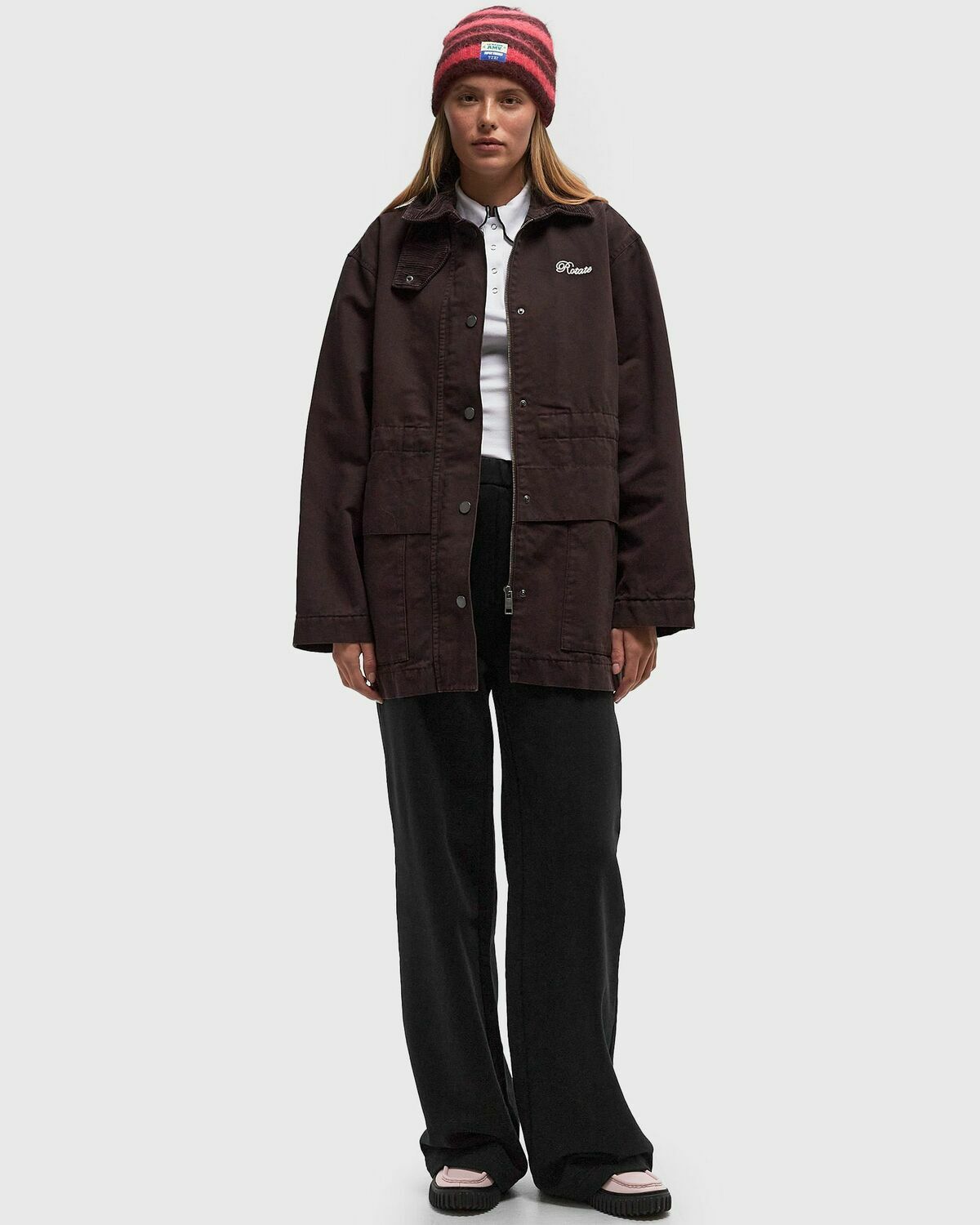 ROTATE Birger Christensen Heavy Woven Jacket Brown Womens Parka