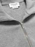 THOM BROWNE - Striped Cotton Half-Zip Sweatshirt - Gray