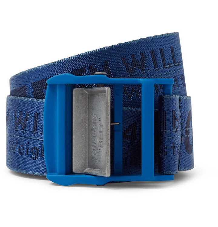 Photo: Off-White - 3cm Blue Industrial Logo-Jacquard Webbing Belt - Blue