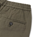 Officine Generale - Drew Tapered Pleated Cotton-Seersucker Suit Trousers - Green
