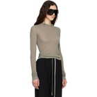 Rick Owens Taupe Tower Cropped Hooded Rib LS T-shirt