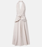 Patou Striped halterneck cotton midi dress