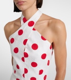 Cala de la Cruz Veneta polka-dot halterneck linen minidress