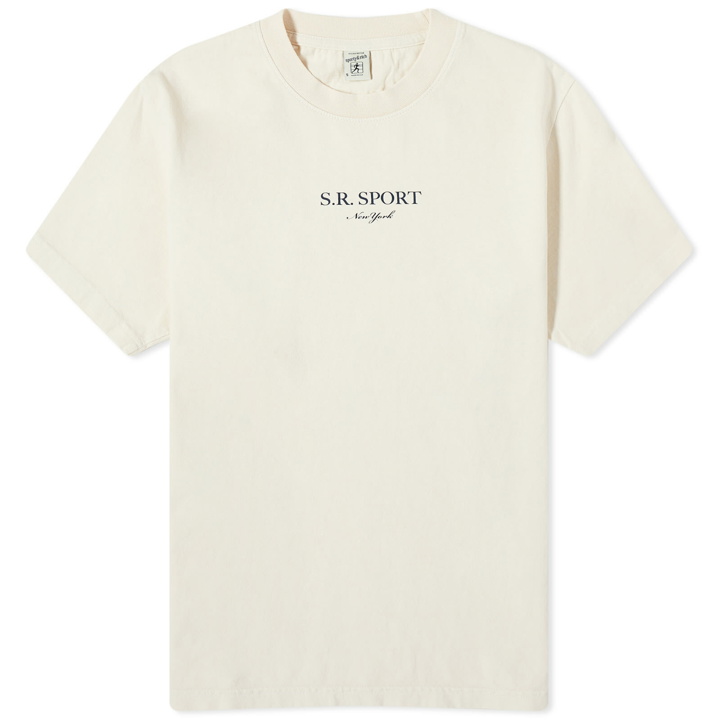 Photo: Sporty & Rich Women's Wimbldon Cropped T-Shirt in Cream Navy